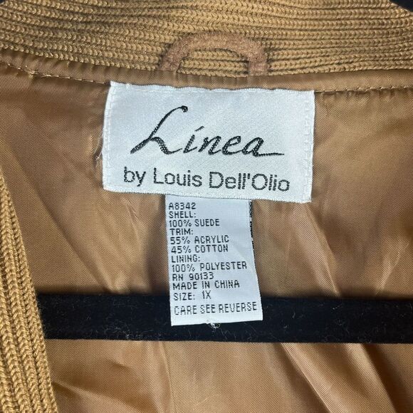 Línea By Louis Dell’Olió 100% Suede Jacket Tan Button Up Size 1X - Picture 4 of 14